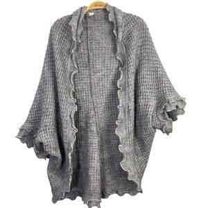 Moth‎ Anthropologie Cardigan Womens S Gray Ruffle Wool Blend Shabby Cottage Cozy